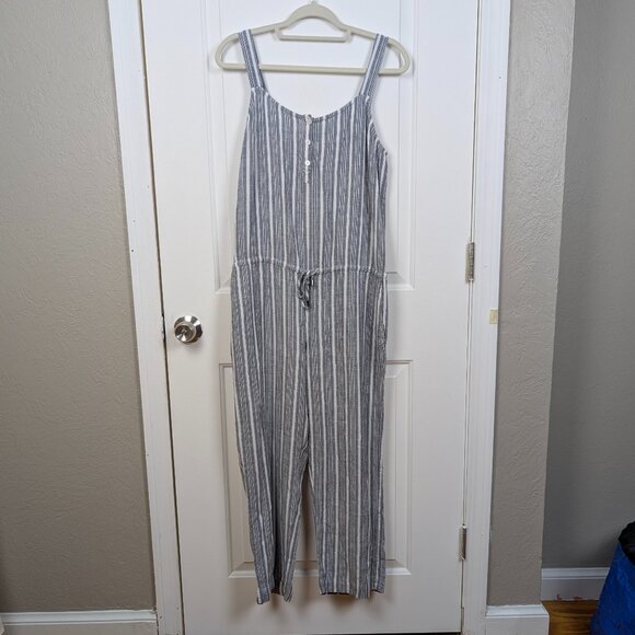 Rails | Gray White Striped Sleeveless Linen Jumpsuit Size Small - Picture 1 of 10